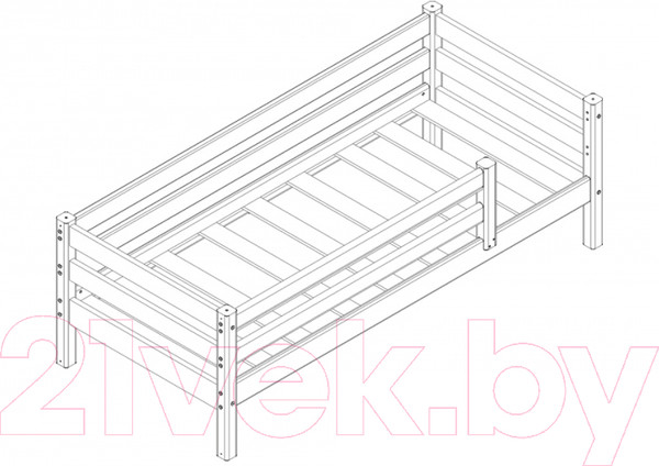 Изображение товара Кровать-тахта Мебельград Соня вариант 3 (массив сосны белый)
