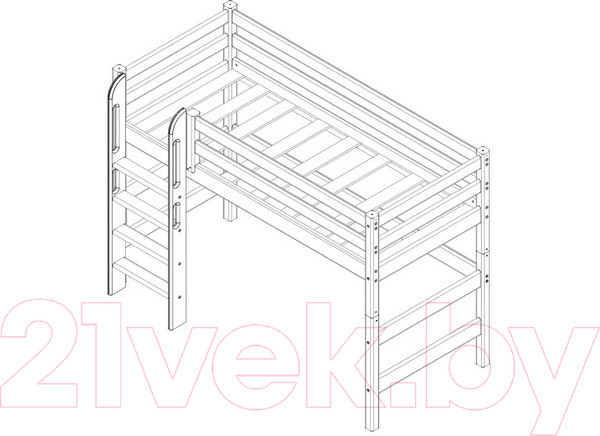 Изображение товара Кровать-чердак детская Мебельград Соня вариант 5 (массив сосны белый)