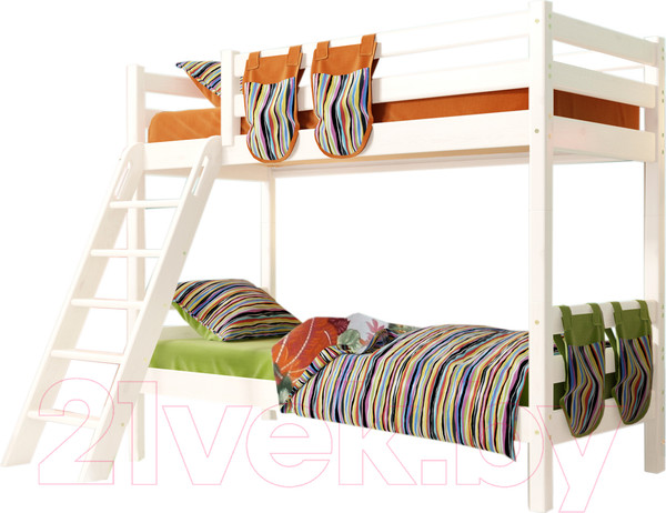 Изображение товара Двухъярусная кровать Мебельград Соня вариант 10 (массив сосны белый)