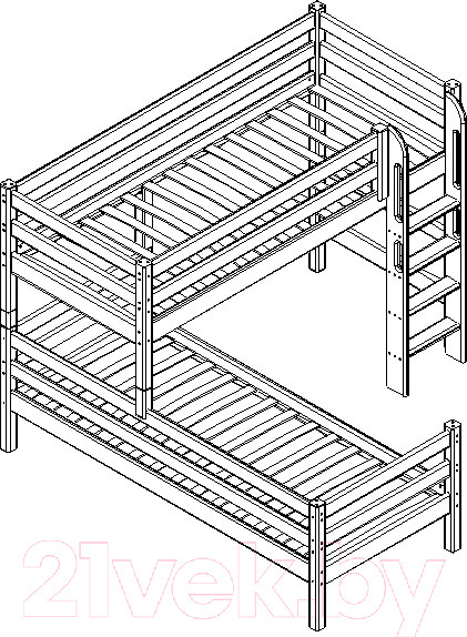 Изображение товара Двухъярусная кровать детская Мебельград Соня вариант 7 (массив сосны лаванда)