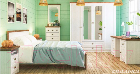 Изображение товара Полуторная кровать Мебель-Неман Тиволи МН-035-25-120 (белый структурный/дуб стирлинг)