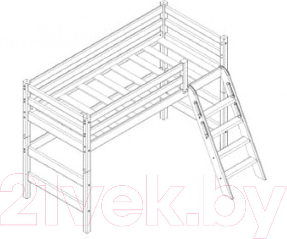 Изображение товара Кровать-чердак детская Мебельград Соня вариант 6 (массив сосны белый)