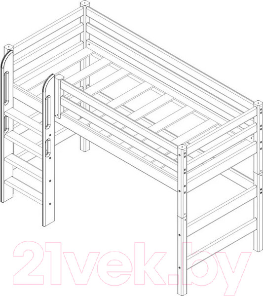 Изображение товара Кровать-чердак детская Мебельград Соня вариант 11 (массив сосны белый)