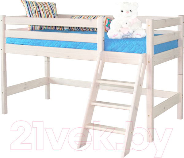 Изображение товара Кровать-чердак детская Мебельград Соня вариант 12 (массив сосны белый)