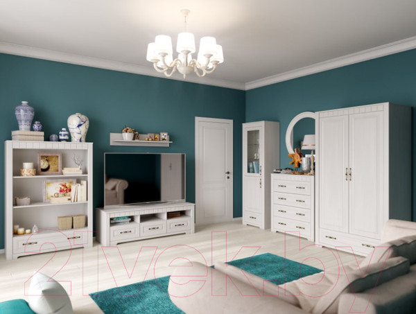 Изображение товара Шкаф Мебельград Прованс 2-х дверный 107x59x197 (бодега белая/патина премиум)