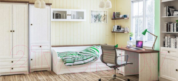 Изображение товара Кровать-тахта Мебель-Неман Тиволи МН-035-32 (белый структурный/дуб стирлинг)