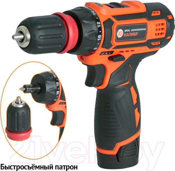 Изображение товара Аккумуляторная дрель-шуруповерт Калибр ДА-12-2 (101106)