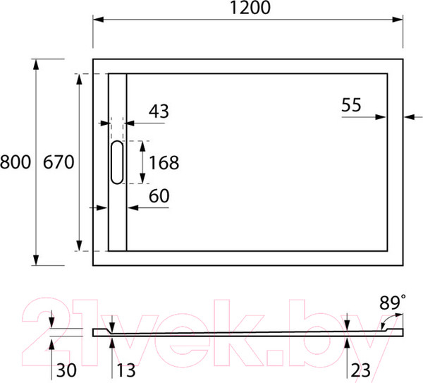 Изображение товара Экран для душевого поддона Cezares TRAY-AS-AH-120/80-100-SCR