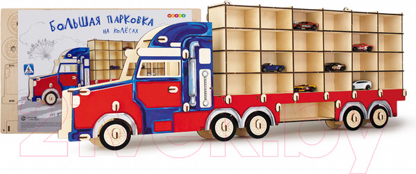 Изображение товара Автовоз игрушечный Woody Большая парковка на колесах / 02703
