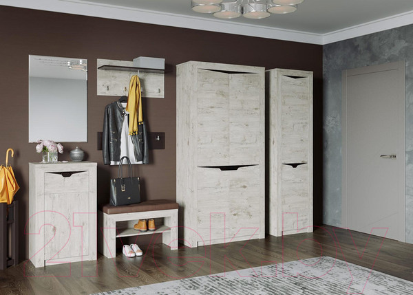 Изображение товара Тумба в прихожую Мебельград Соренто открытая (дуб бонифаций/кофе структурный матовый)