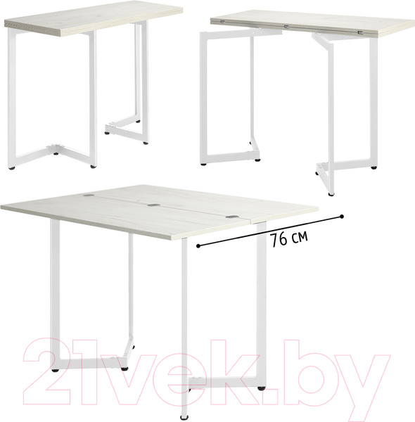 Изображение товара Обеденный стол Millwood Арлен 1 38-76x110x76 (дуб белый Craft/металл белый)