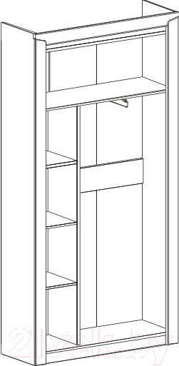 Изображение товара Шкаф Мебельград Соренто 2-х дверный 107x38.5x210 (дуб бонифаций/кофе структурный матовый)