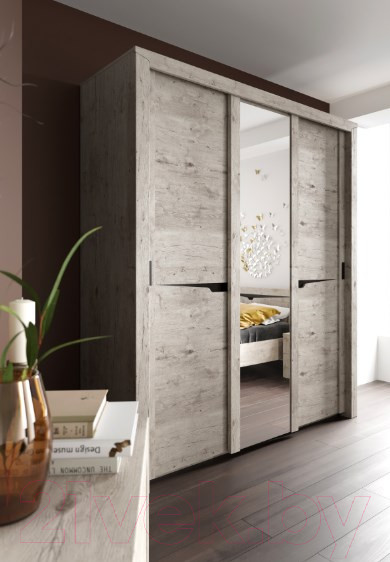 Изображение товара Шкаф-купе Мебельград Соренто с раздвижными дверями 194x62x220 (дуб бонифаций/кофе структурный матовый)