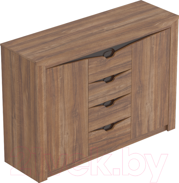 Изображение товара Тумба Мебельград Соренто с 4 ящиками и 2 дверцами (дуб стирлинг/кофе структурный матовый)