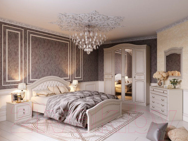 Изображение товара Шкаф Мебельград Николь 4-х дверный 176x56x235 (ясень жемчужный/ваниль)