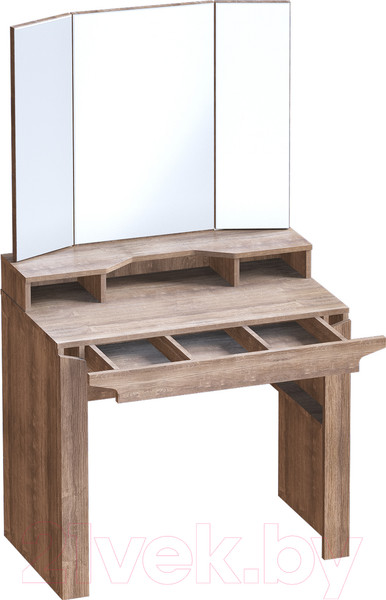 Изображение товара Туалетный столик с зеркалом Мебельград Соренто (дуб стирлинг/кофе структурный матовый)