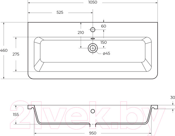 Изображение товара Умывальник BelBagno Urban 12105-KL