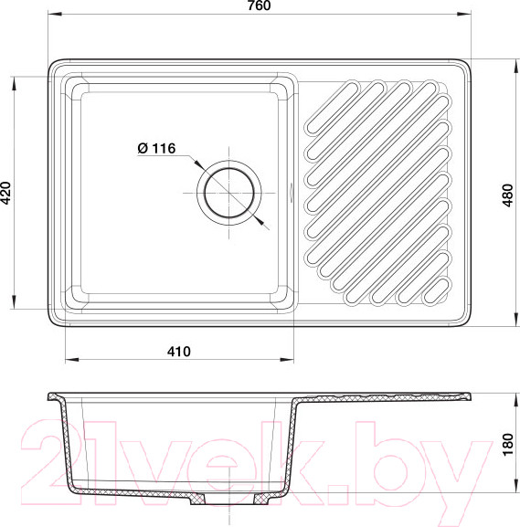 Изображение товара Мойка кухонная GranFest Quarz GF-ZL-52 (черный)