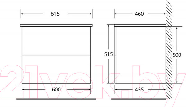 Изображение товара Тумба под умывальник BelBagno Etna-600-2C-SO-BL-P
