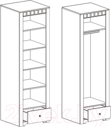 Изображение товара Шкаф Мебельград Прованс платяной 60.2x59x197 (бодега белая/платина премиум)