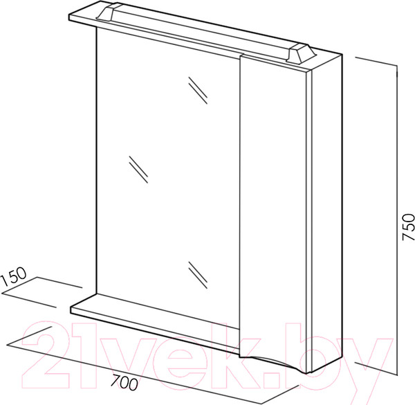 Изображение товара Шкаф с зеркалом для ванной BelBagno Marino-SPC-700/750-1A-BL-P-L