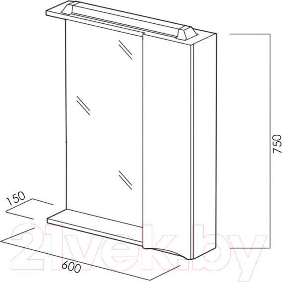 Изображение товара Шкаф с зеркалом для ванной BelBagno Marino-SPC-600/750-1A-BL-P-R