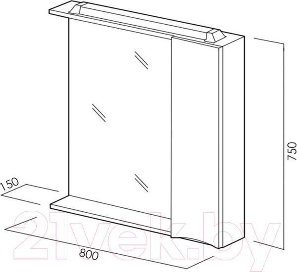 Изображение товара Шкаф с зеркалом для ванной BelBagno Marino-SPC-800/750-1A-BL-P-R