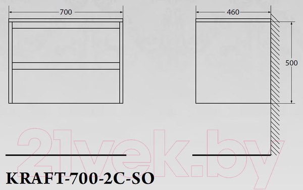 Изображение товара Тумба под умывальник BelBagno Kraft-700-2C-SO-BO