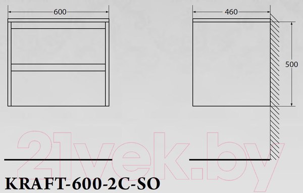 Изображение товара Тумба под умывальник BelBagno Kraft-600-2C-SO-RT