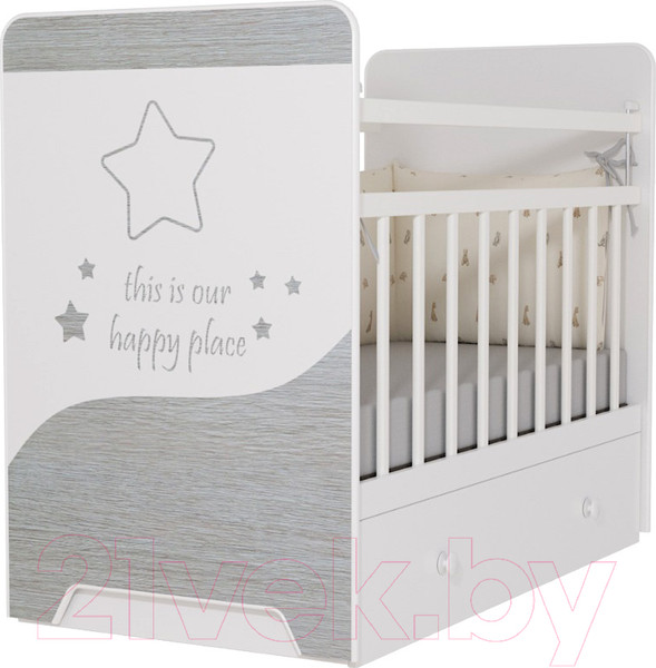 Изображение товара Детская кроватка VDK Cosmic маятник и ящик (белый)