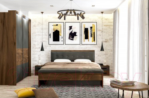 Изображение товара Каркас кровати Мебельград Глазго 140x200 (таксония/пегас грей/графит)