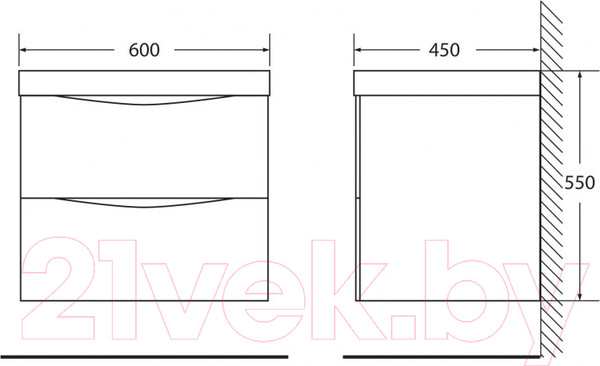 Изображение товара Тумба под умывальник BelBagno Marino-600-2C-SO-BL-P