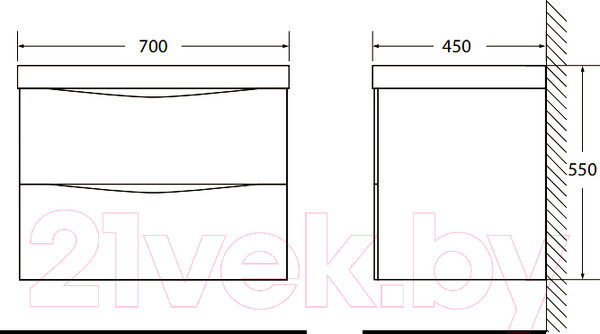 Изображение товара Тумба под умывальник BelBagno Marino-700-2C-SO-WO-P