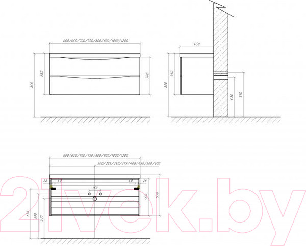 Изображение товара Тумба под умывальник BelBagno Marino-750-2C-SO-RW-P