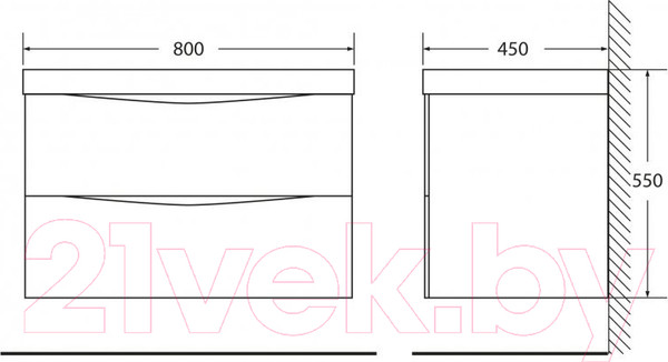 Изображение товара Тумба под умывальник BelBagno Marino-800-2C-SO-CO-P