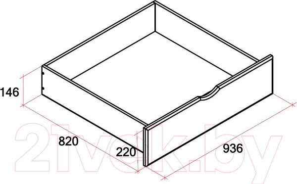 Изображение товара Ящик под кровать Мебельград Соня выкатной 785x676x225 (прозрачный лак)