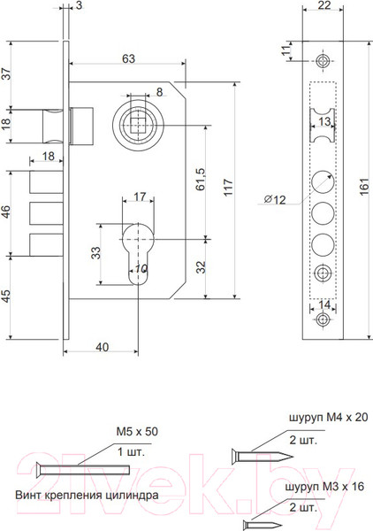 Изображение товара Замок врезной Apecs 1023/60-G