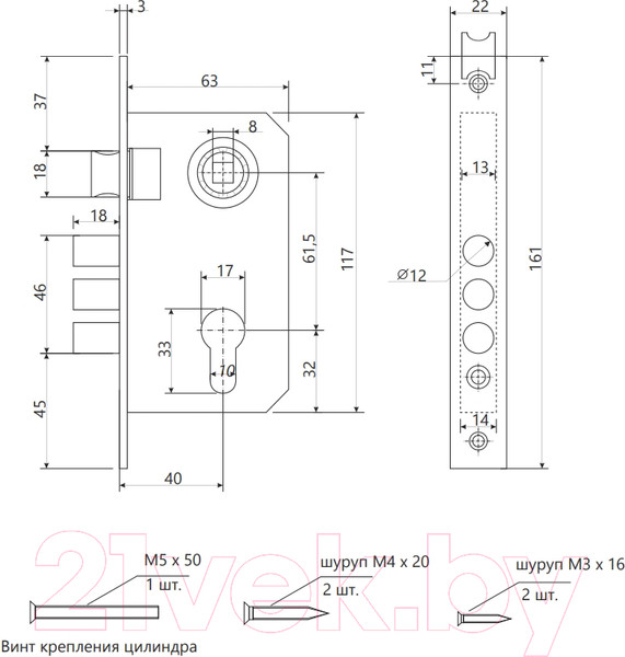 Изображение товара Замок врезной Apecs 1027/60-NI/NIS