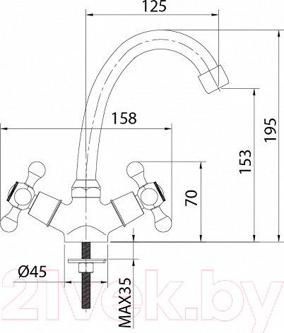 Изображение товара Смеситель Milardo Duplex DUPSB00M01