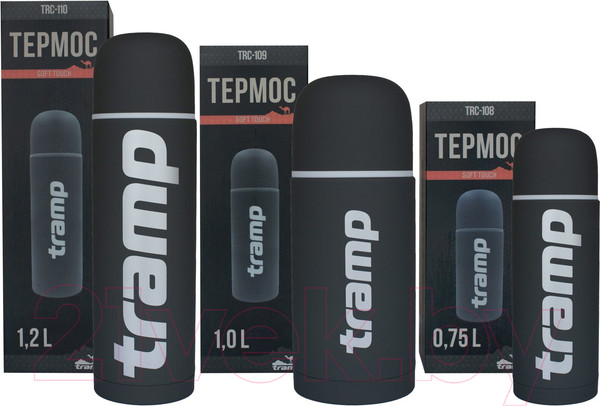 Изображение товара Термос для напитков Tramp Soft Touch / TRC-108с (0.75л, серый)
