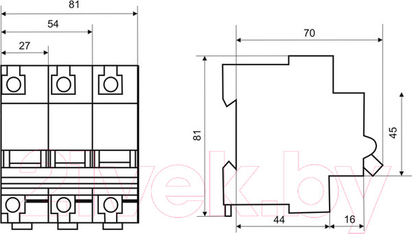 Изображение товара Выключатель автоматический ETP ВА 47-100 3P 80А (D) 10kA