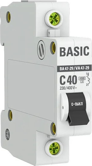 Изображение товара Выключатель автоматический EKF ВА 47-29 1P 40А (C) 4.5кА / mcb4729-1-40C
