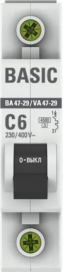 Изображение товара Выключатель автоматический EKF ВА 47-29 1P 6А (С) 4.5кА / mcb4729-1-06C