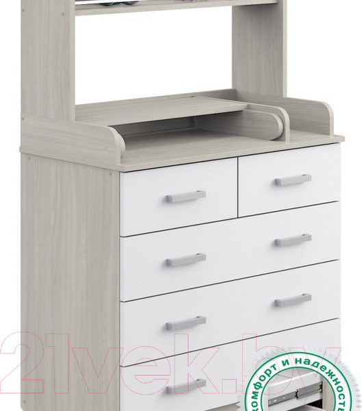 Изображение товара Комод пеленальный Атон Сириус-2 Полка 805 ЛДСП (шимо светлый/белый)