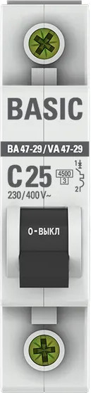 Изображение товара Выключатель автоматический EKF ВА 47-29 1P 25А (C) 4.5кА / mcb4729-1-25C