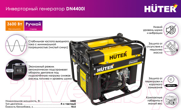 Изображение товара Инверторный генератор Huter DN4400i (64/10/5)