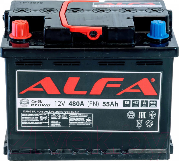 Изображение товара Автомобильный аккумулятор ALFA battery Hybrid L (55 А/ч)