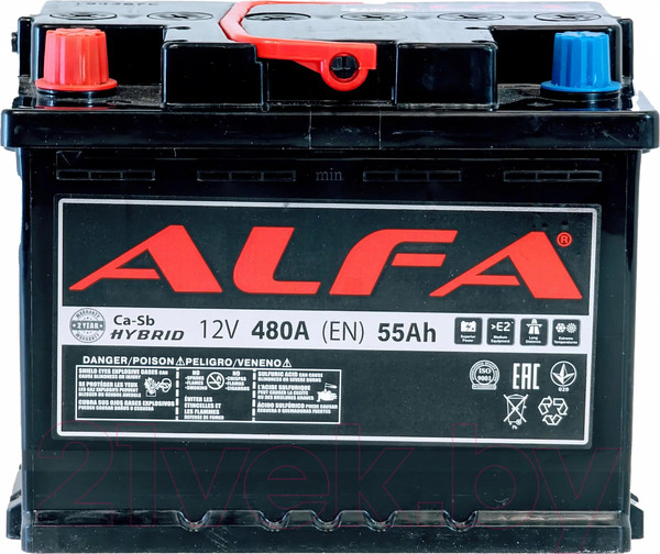 Изображение товара Автомобильный аккумулятор ALFA battery Hybrid L (55 А/ч)