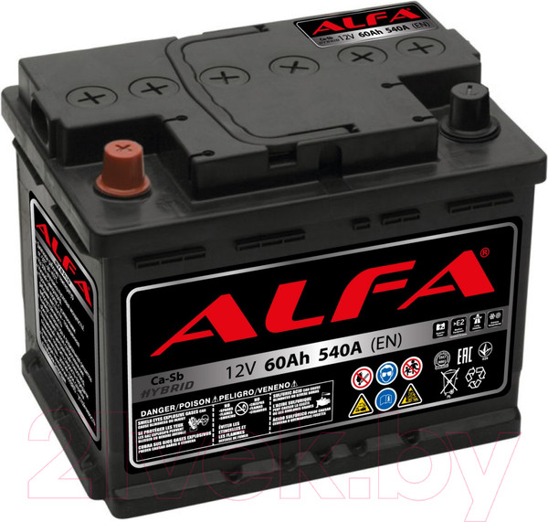 Изображение товара Автомобильный аккумулятор ALFA battery Hybrid L (60 А/ч)