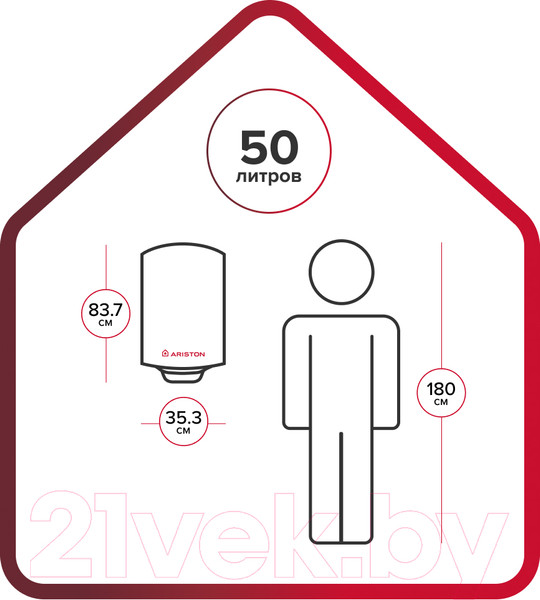 Изображение товара Накопительный водонагреватель Ariston PRO1 R INOX ABS 50 V Slim 2K (3700649)